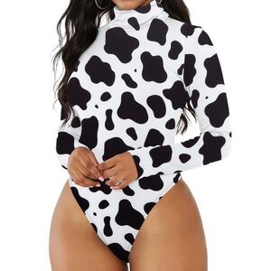 Cow Print Long Sleeve Bodysuit